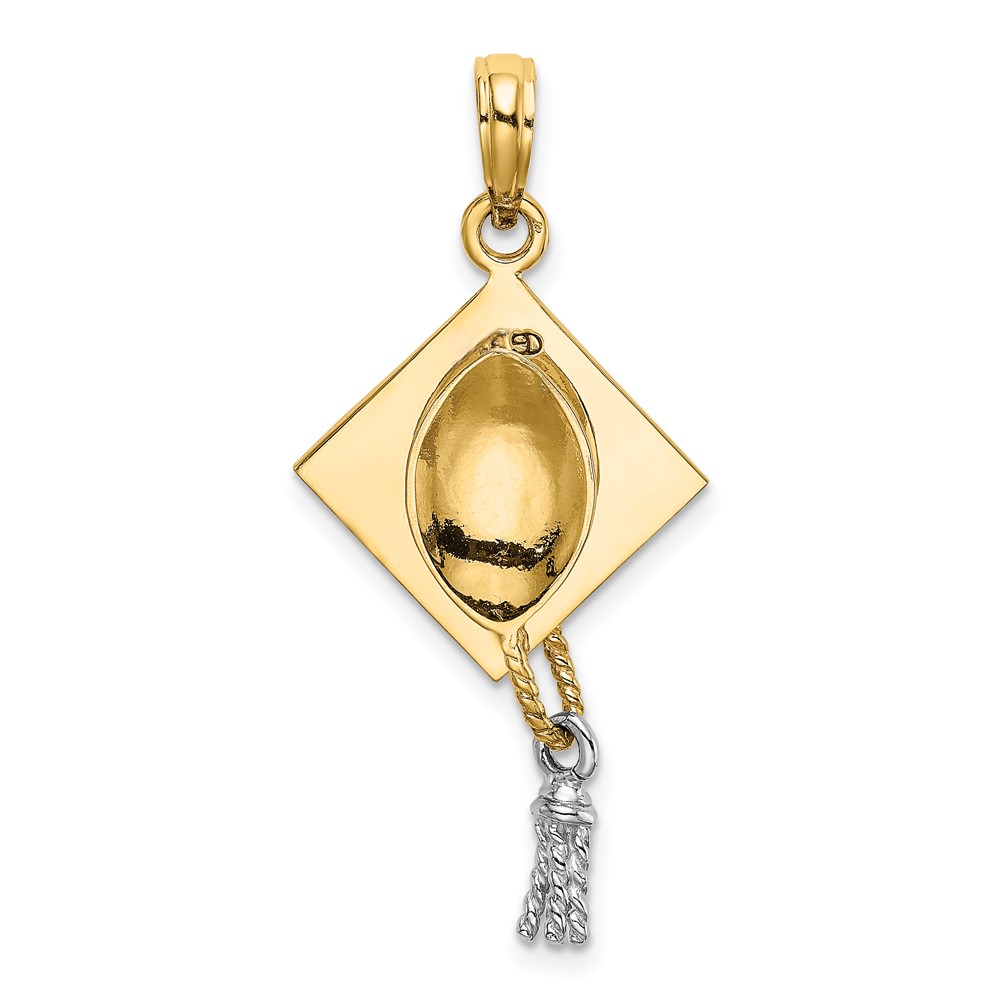 10k w/Rhodium 3-D Graduation Cap Moveable Tassle Charm (10K9312)