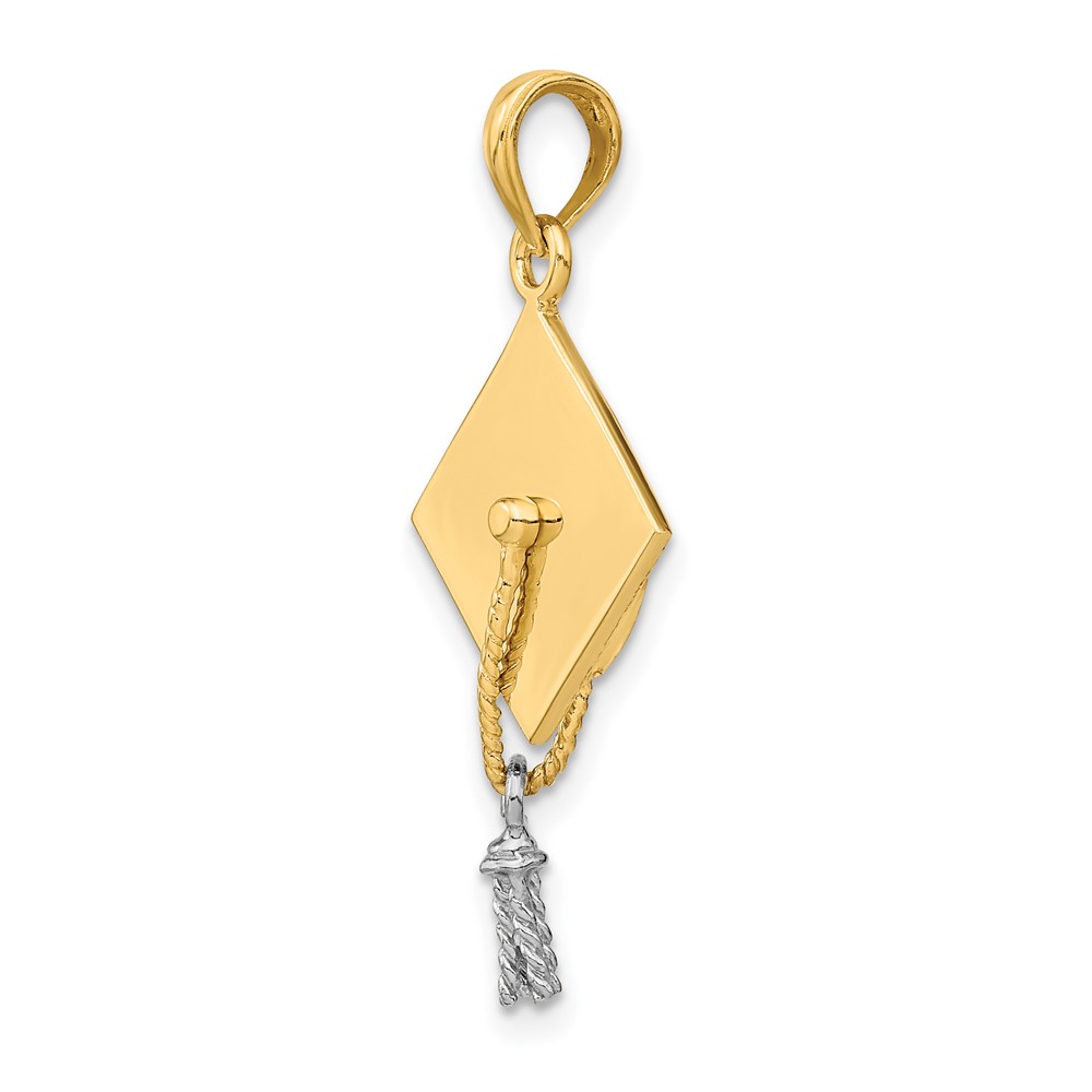 10k w/Rhodium 3-D Graduation Cap Moveable Tassle Charm (10K9312)