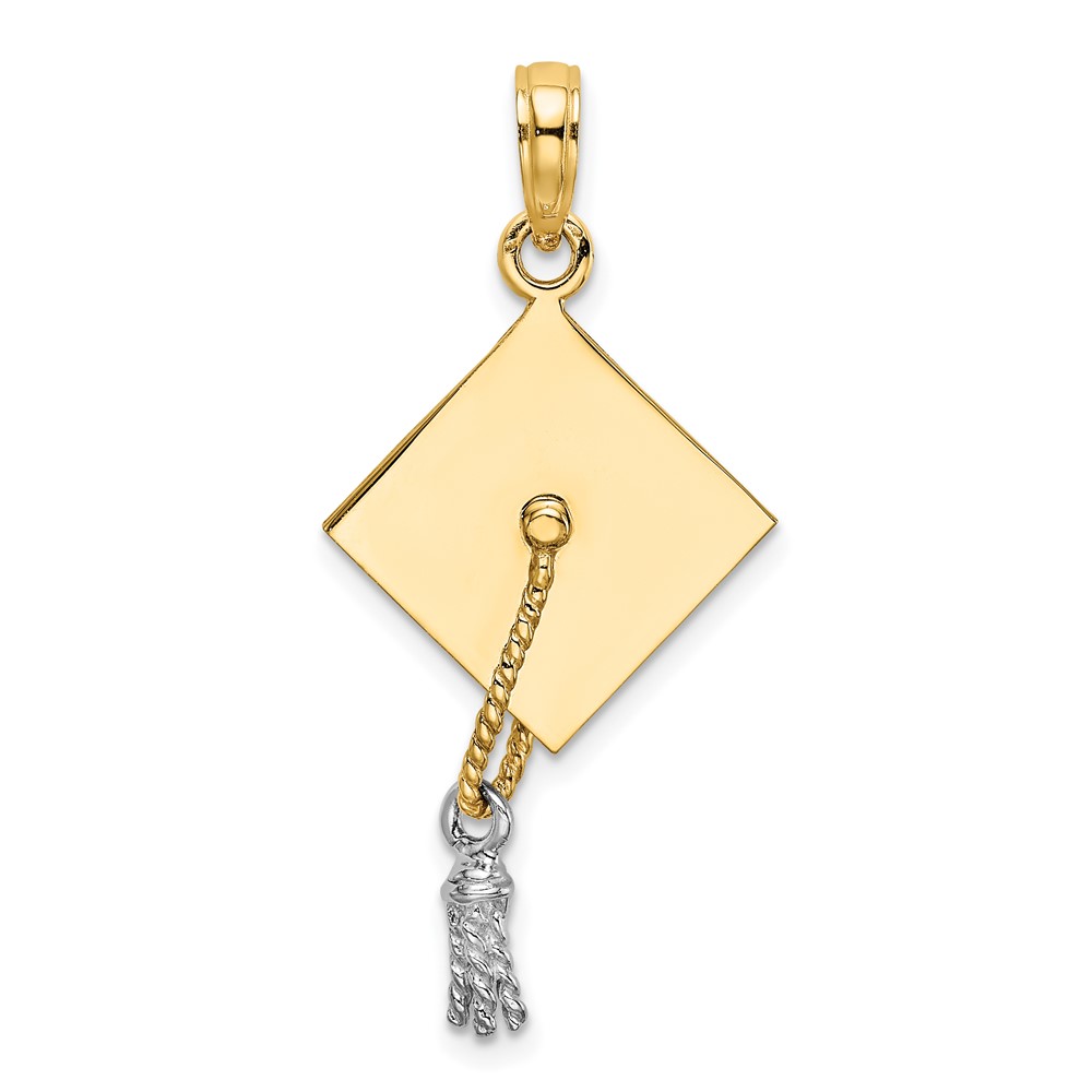 10k w/Rhodium 3-D Graduation Cap Moveable Tassle Charm (10K9312)