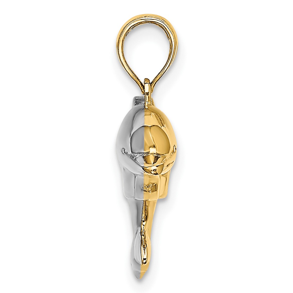 10k w/Rhodium 3-D Reversible Puffed Dolphin Charm (10K9322)