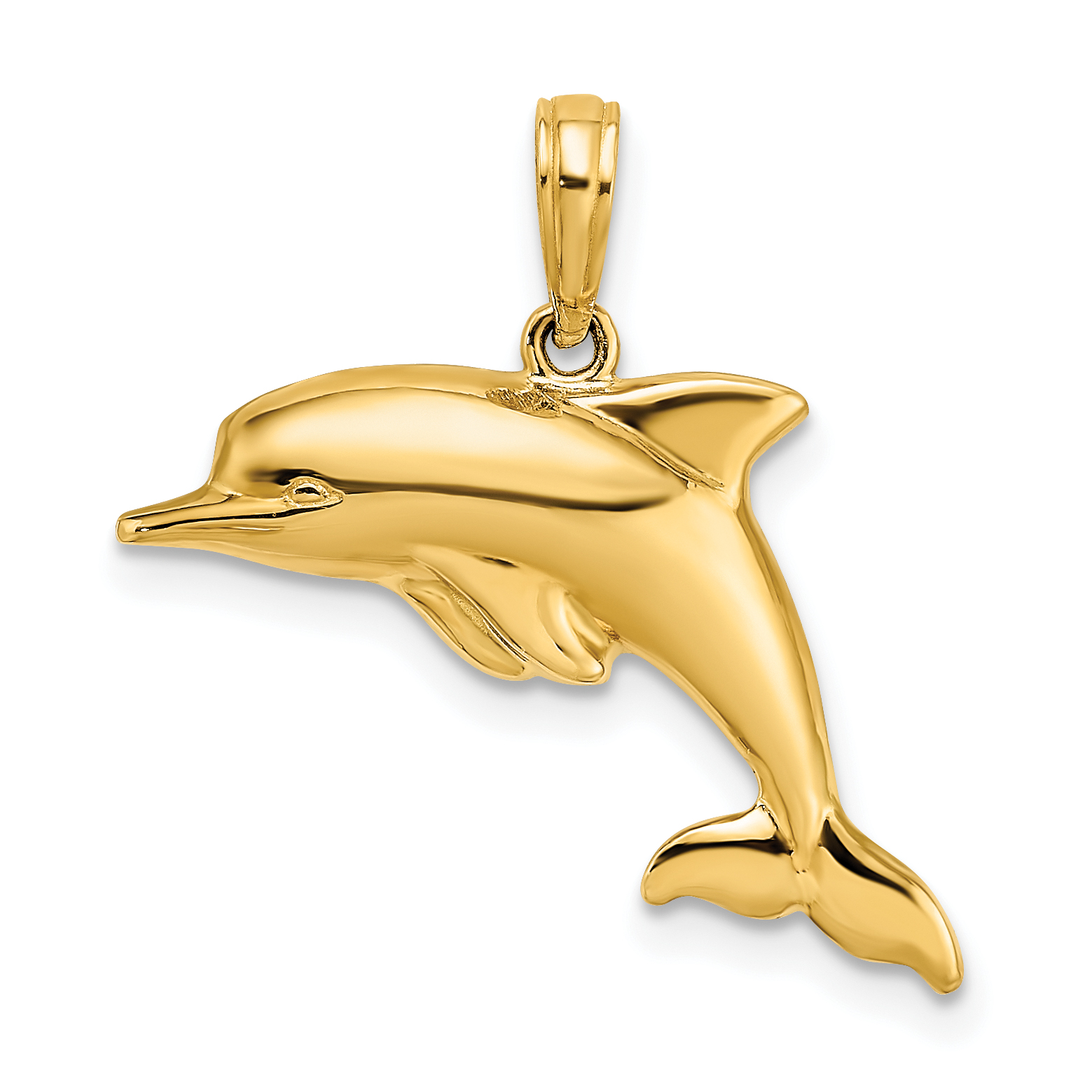 10k w/Rhodium 3-D Reversible Puffed Dolphin Charm (10K9322)
