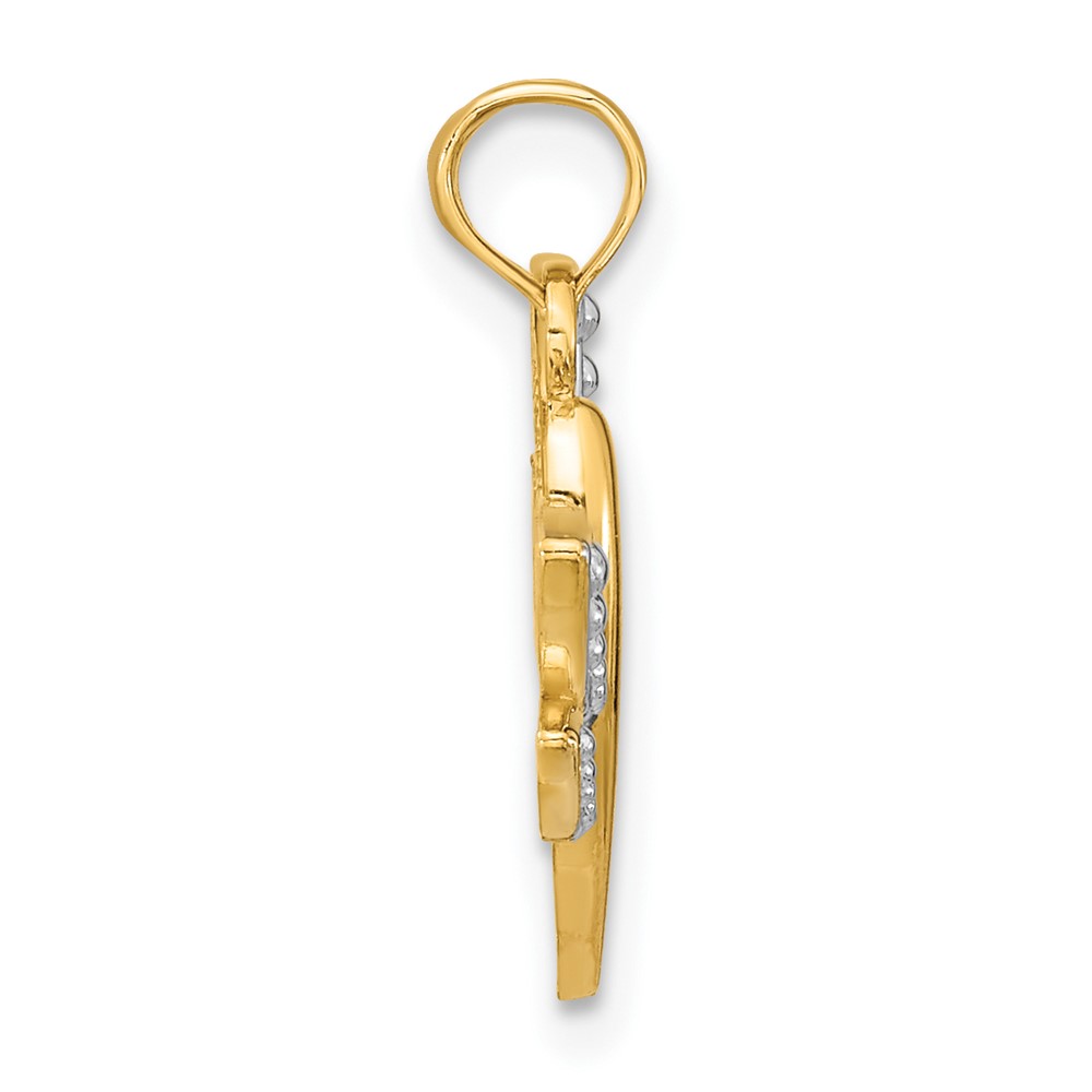 10K w/ Rhodium Textured Dragonfly Charm (10K9341)