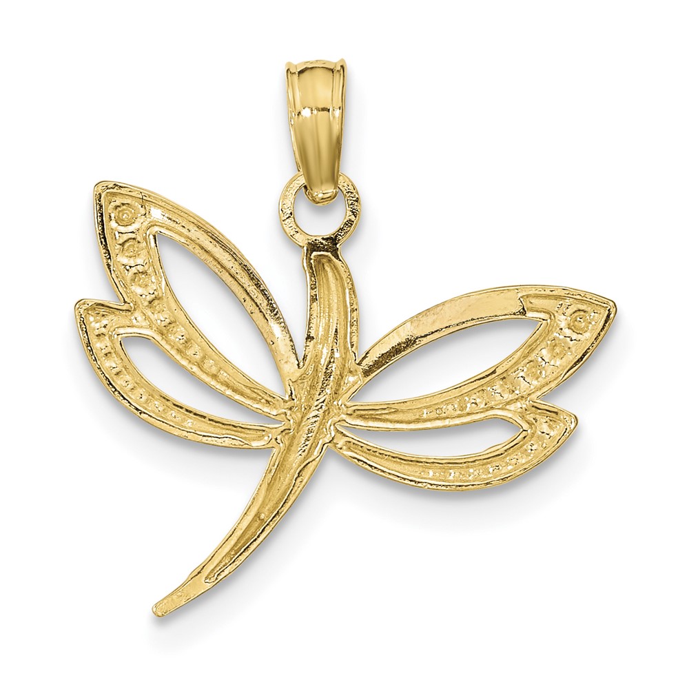 10K w/ Rhodium Textured Dragonfly Charm (10K9341)