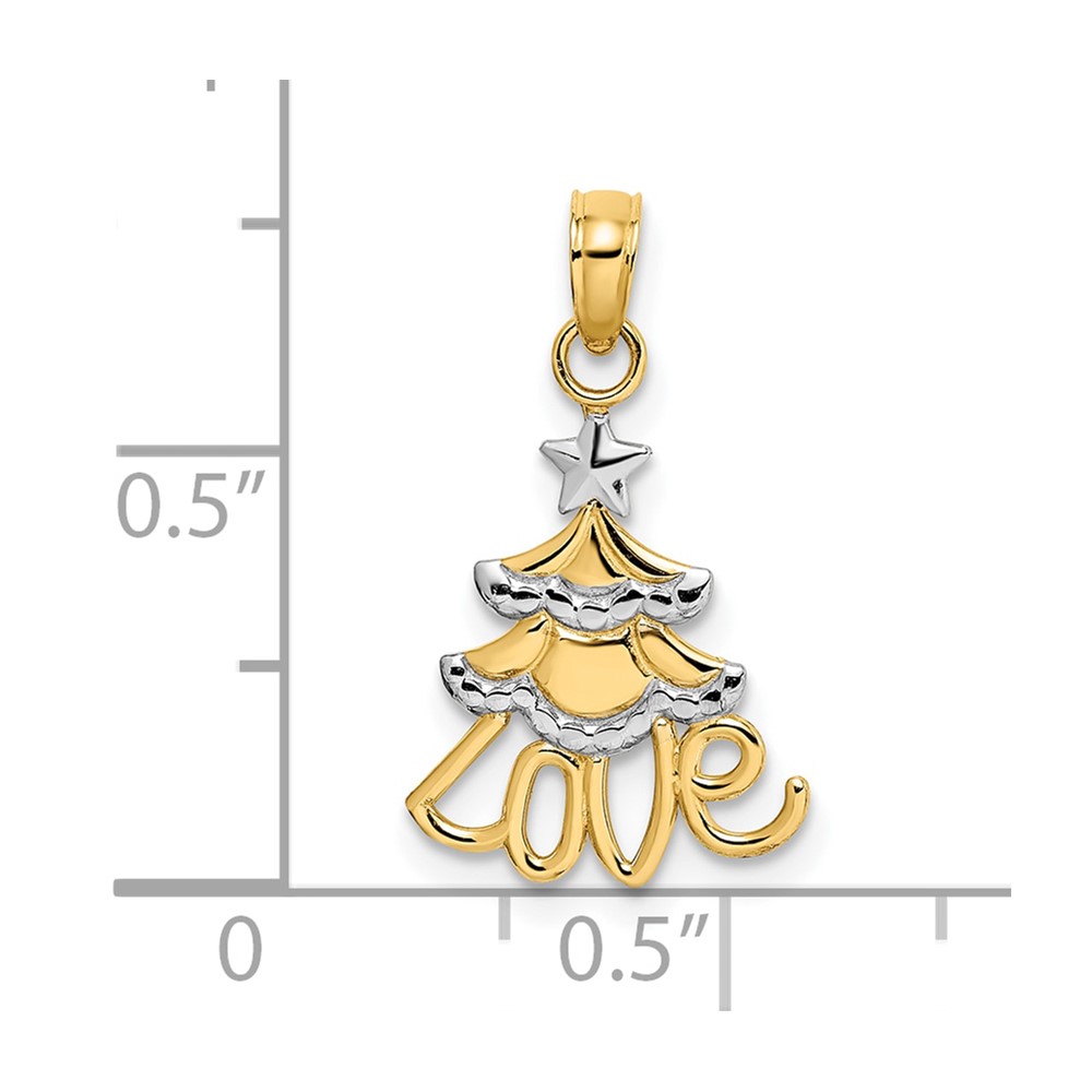 10K W/ Rhodium Christmas Tree Charm (10K9364)