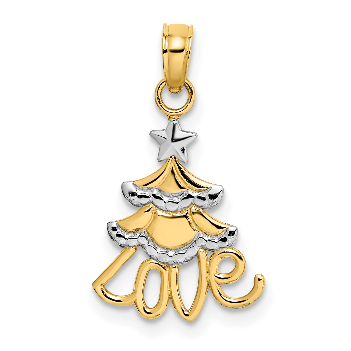 10K W/ Rhodium Christmas Tree Charm (10K9364)