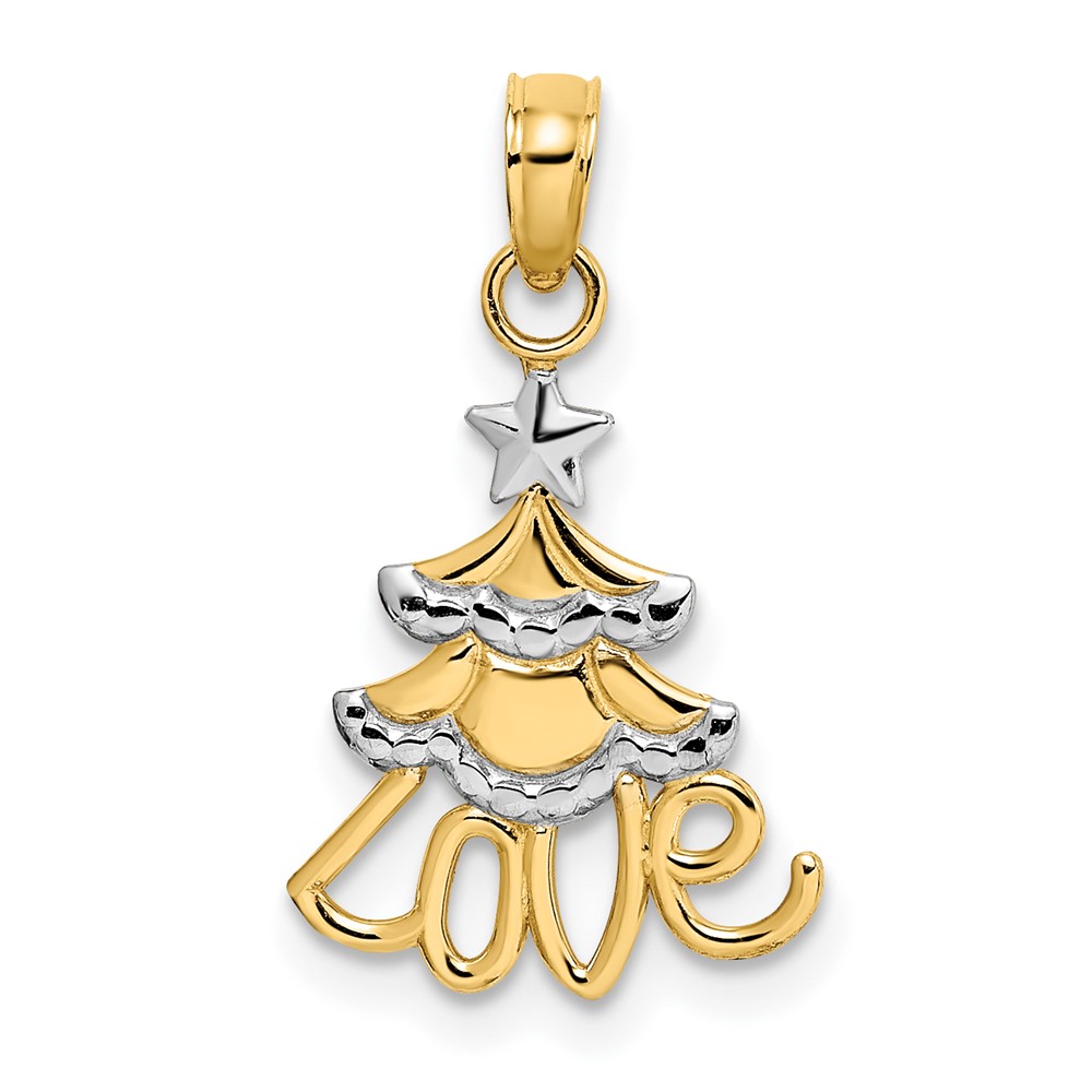 10K W/ Rhodium Christmas Tree Charm (10K9364)