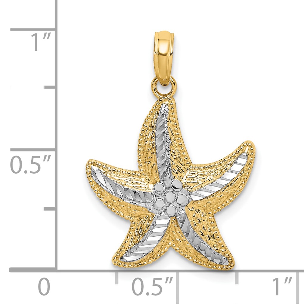 10K Rhodium D/C Small Starfish Charm (10K9390)