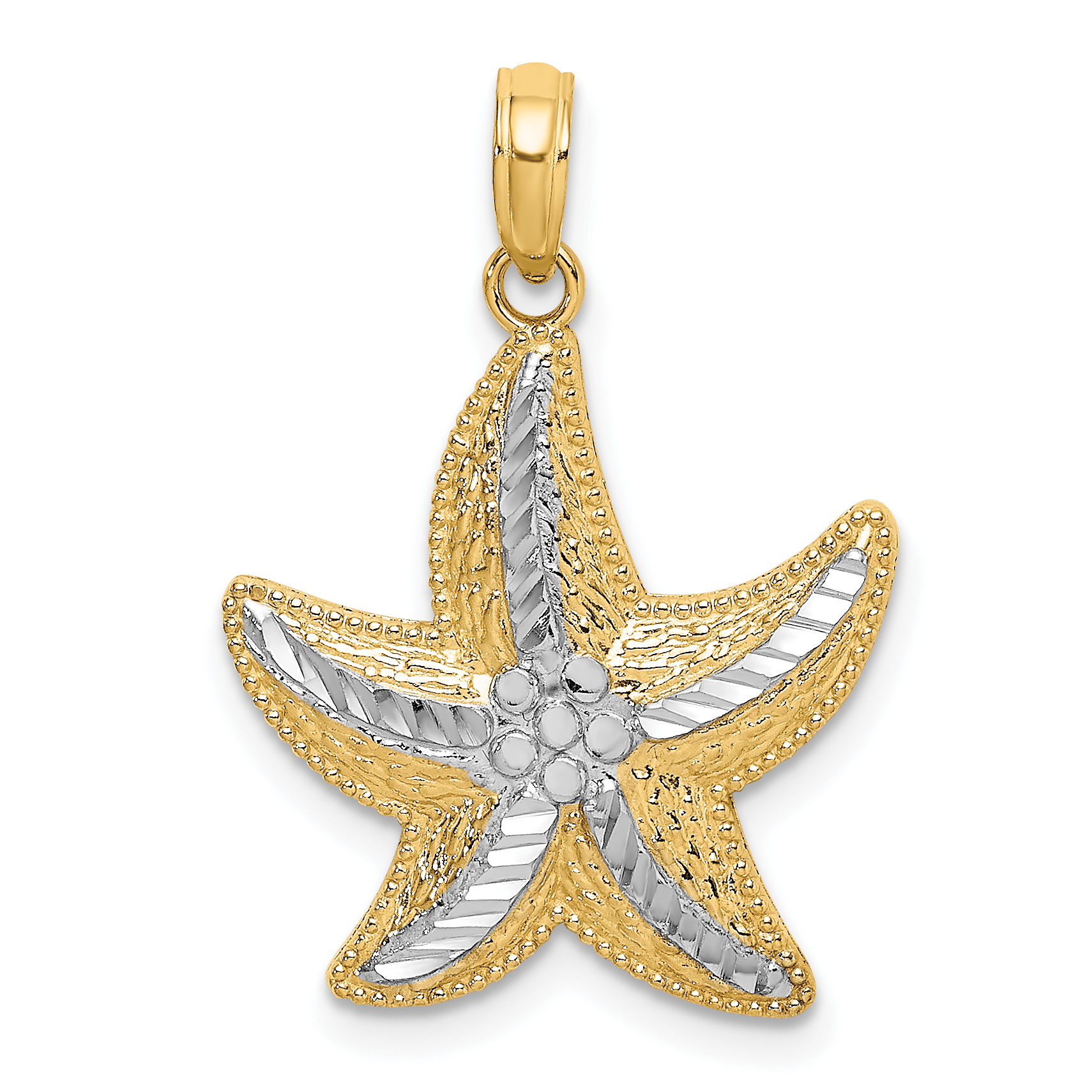 10K Rhodium D/C Small Starfish Charm (10K9390)