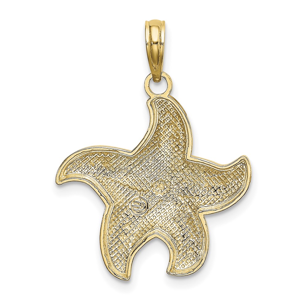 10K w/Rhodium D/C Polished Starfish Charm (10K9391)