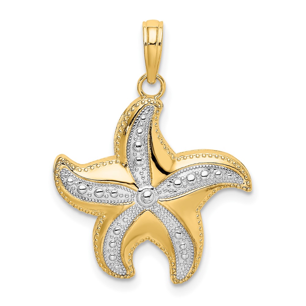 10K w/Rhodium D/C Polished Starfish Charm (10K9391)