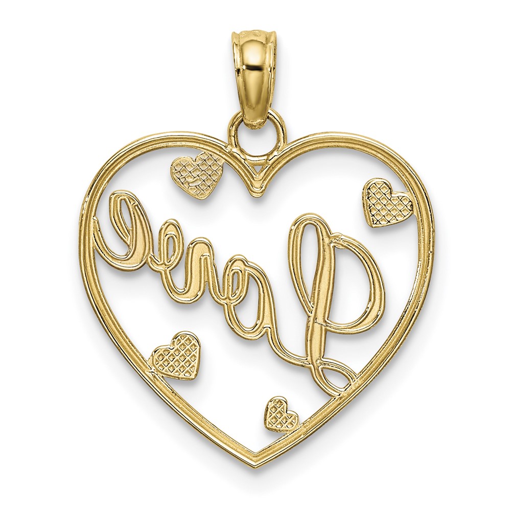 10k w/Rhodium LOVE w/Hearts Pendant (10K9395)