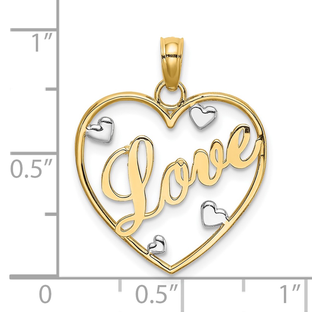 10k w/Rhodium LOVE w/Hearts Pendant (10K9395)