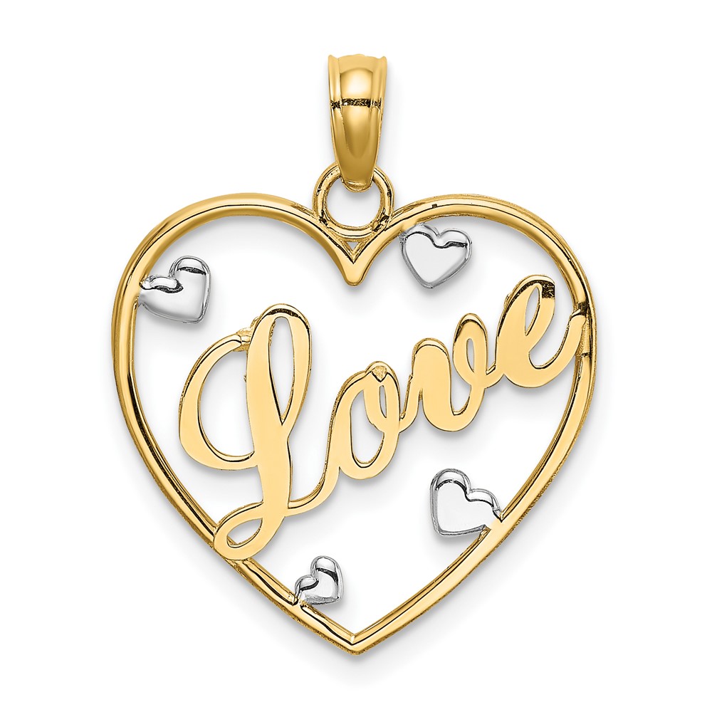 10k w/Rhodium LOVE w/Hearts Pendant (10K9395)