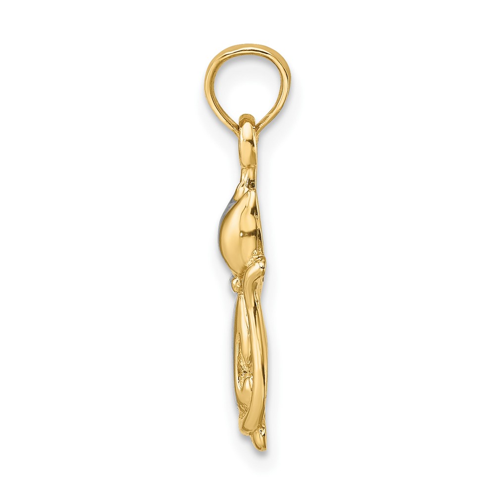 10K W/ Rhodium Polished  Cat and Kitten Charm (10K9413)