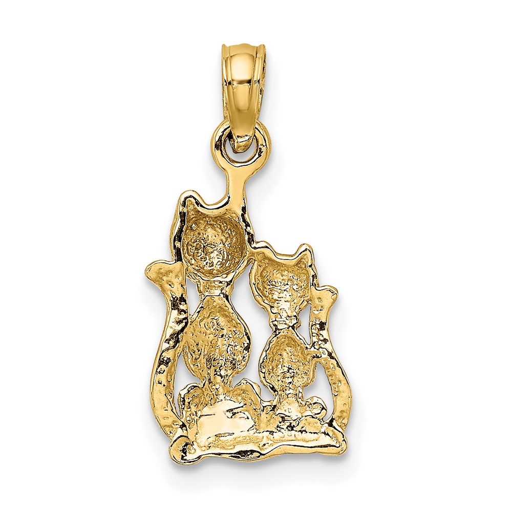 10K W/ Rhodium Polished  Cat and Kitten Charm (10K9413)