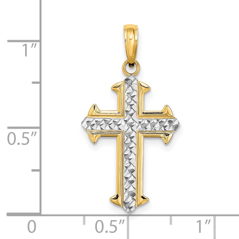 10K w/ Rhodium D/C Cross Pendant (10K9421)