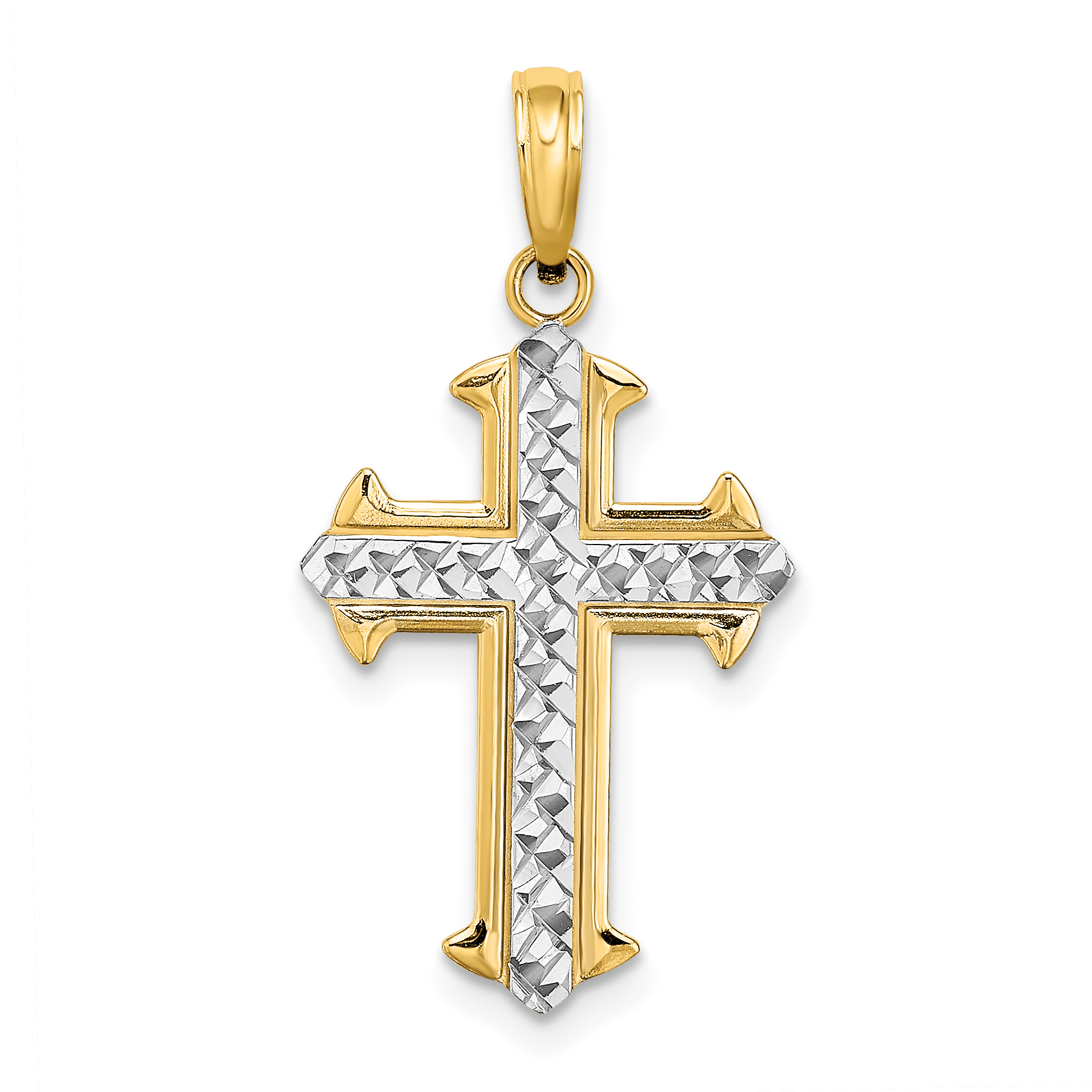 10K w/ Rhodium D/C Cross Pendant (10K9421)