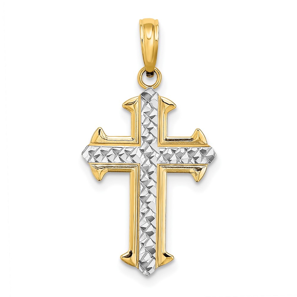 10K w/ Rhodium D/C Cross Pendant (10K9421)