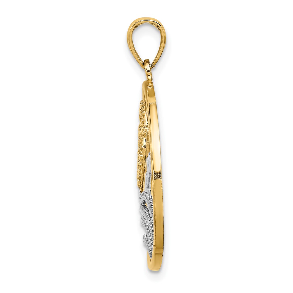 10k w/Rhodium Sun, Hearts ,Water Circle Charm (10K9431)