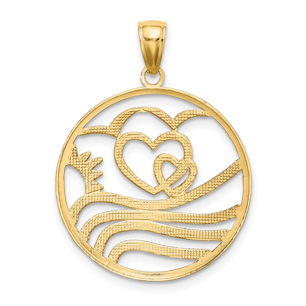 10k w/Rhodium Sun, Hearts ,Water Circle Charm (10K9431)