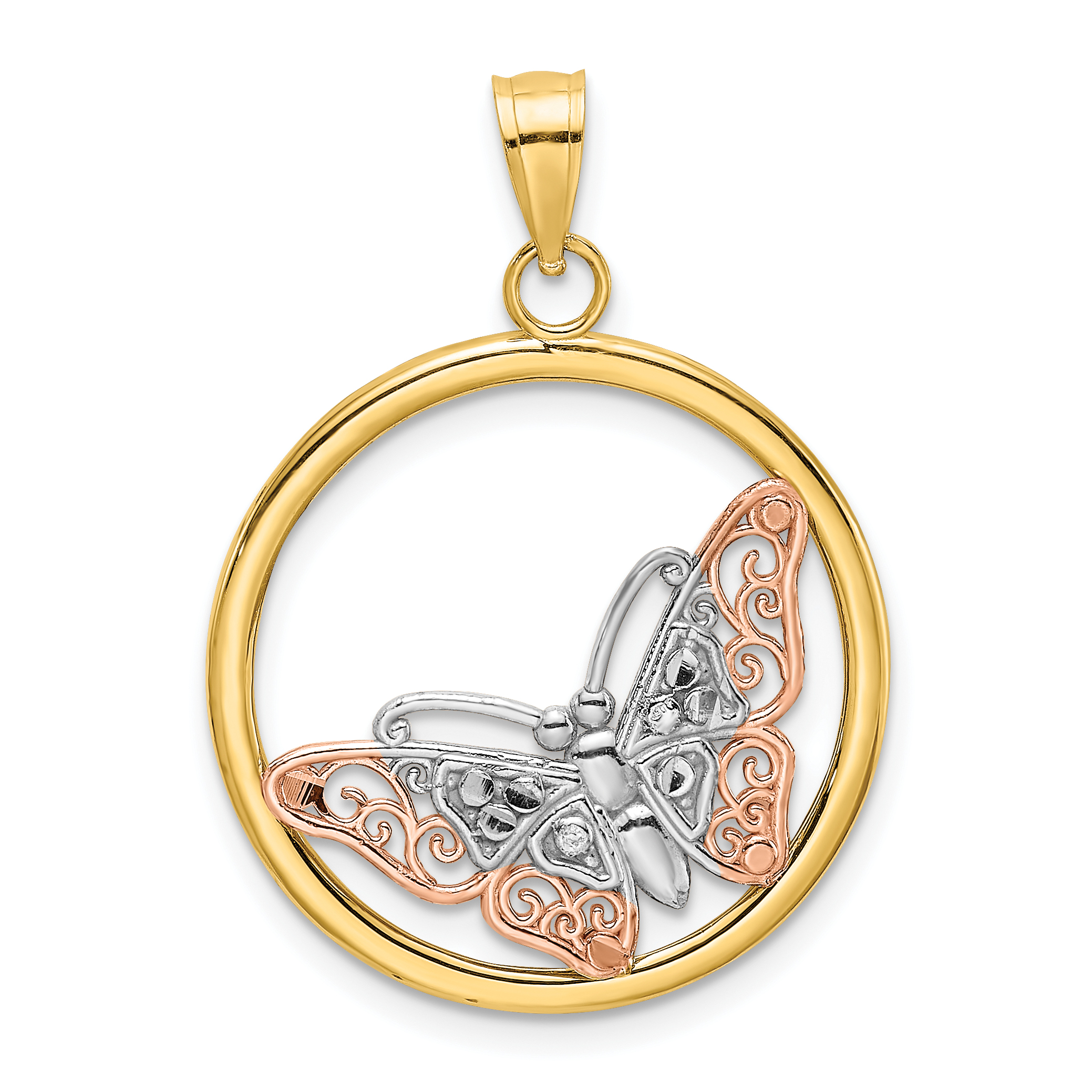 10K Two-tone w/White Rhodium Butterfly Charm (10K9434)