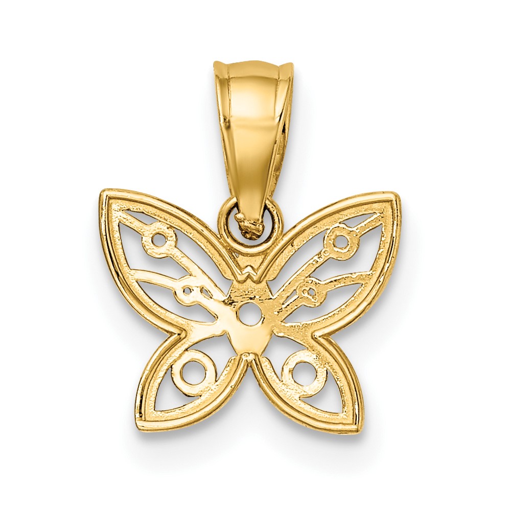 10k w/ Rhodium Mini D/C Butterfly Charm (10K9437)