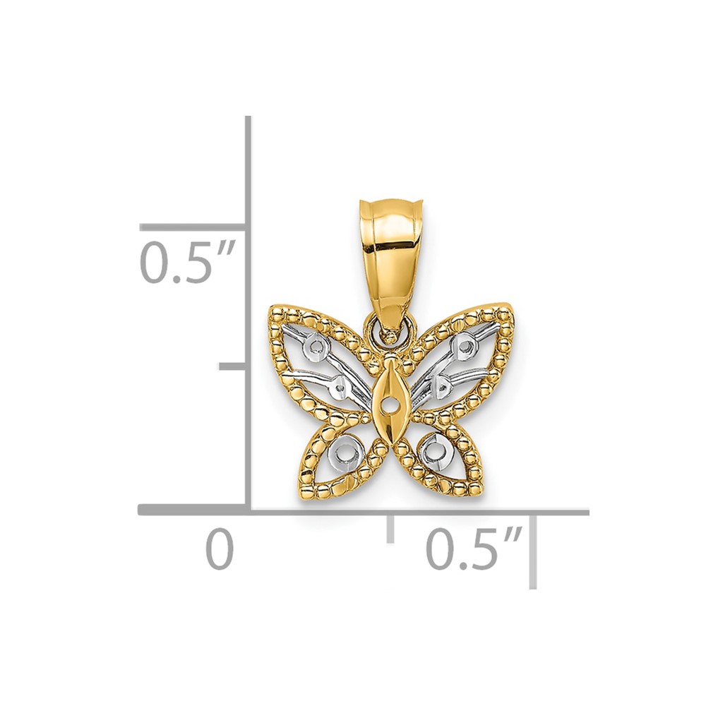 10k w/ Rhodium Mini D/C Butterfly Charm (10K9437)