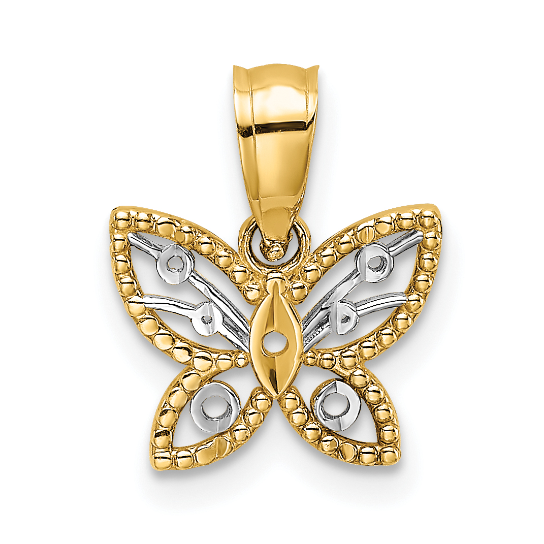 10k w/ Rhodium Mini D/C Butterfly Charm (10K9437)