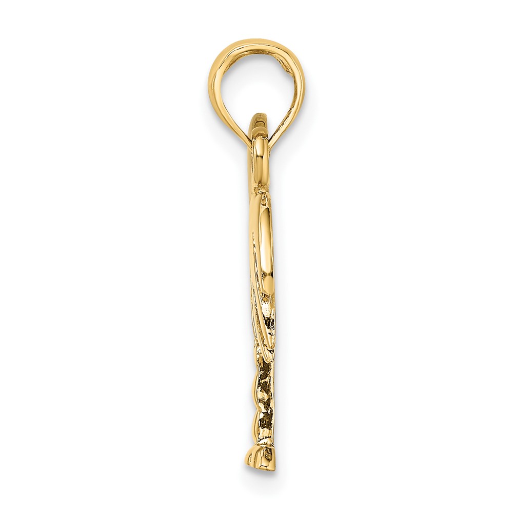 10K W/ Rhodium Polished Charelston Palm Tree Charm (10K9454)