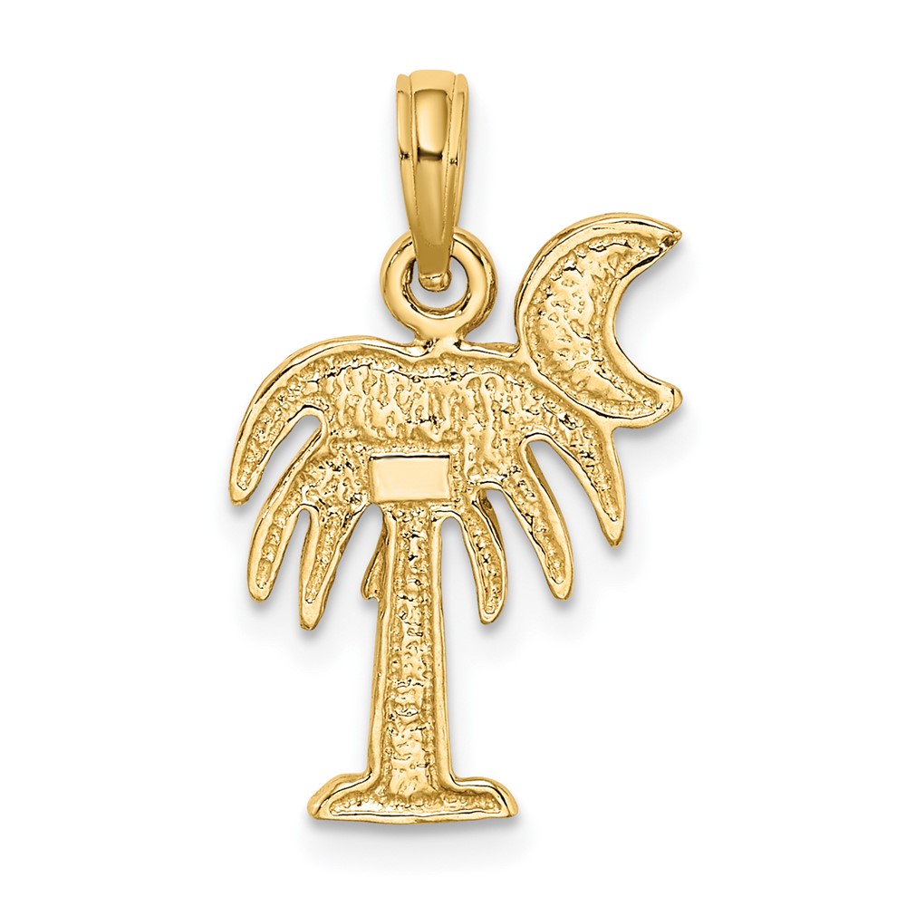 10K W/ Rhodium Polished Charelston Palm Tree Charm (10K9454)