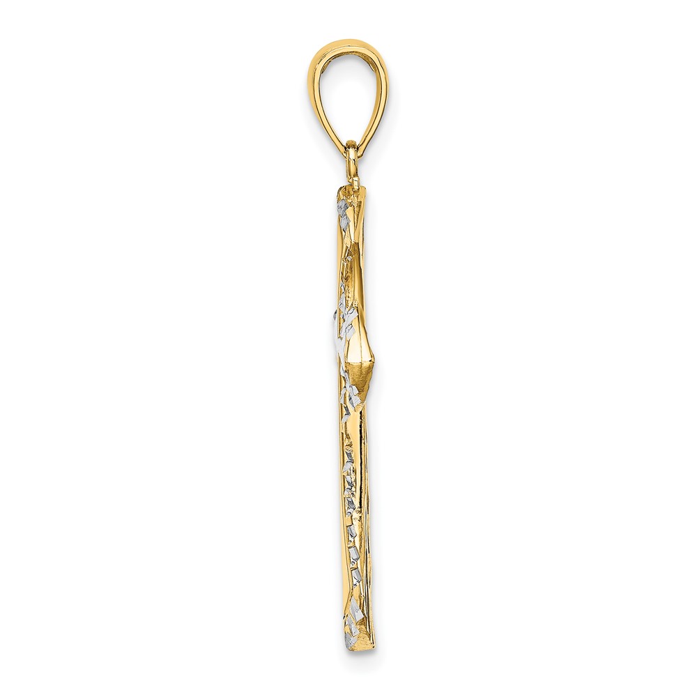 10K W/ Rhodium D/C Reversible Cross Charm (10K9466)
