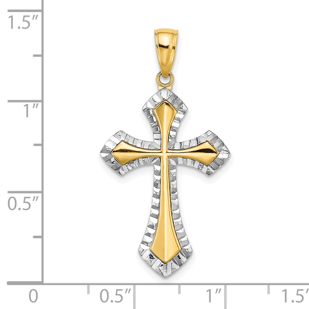 10K W/ Rhodium D/C Reversible Cross Charm (10K9466)