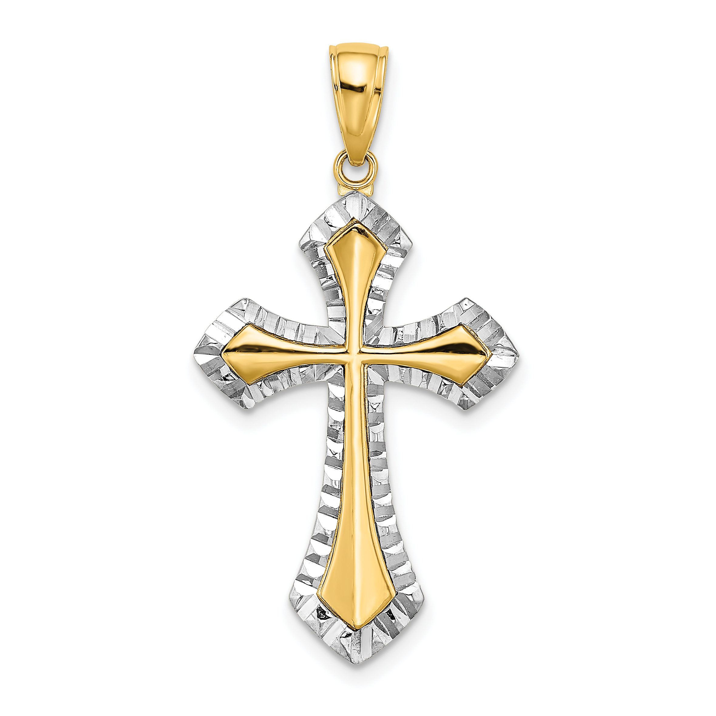 10K W/ Rhodium D/C Reversible Cross Charm (10K9466)