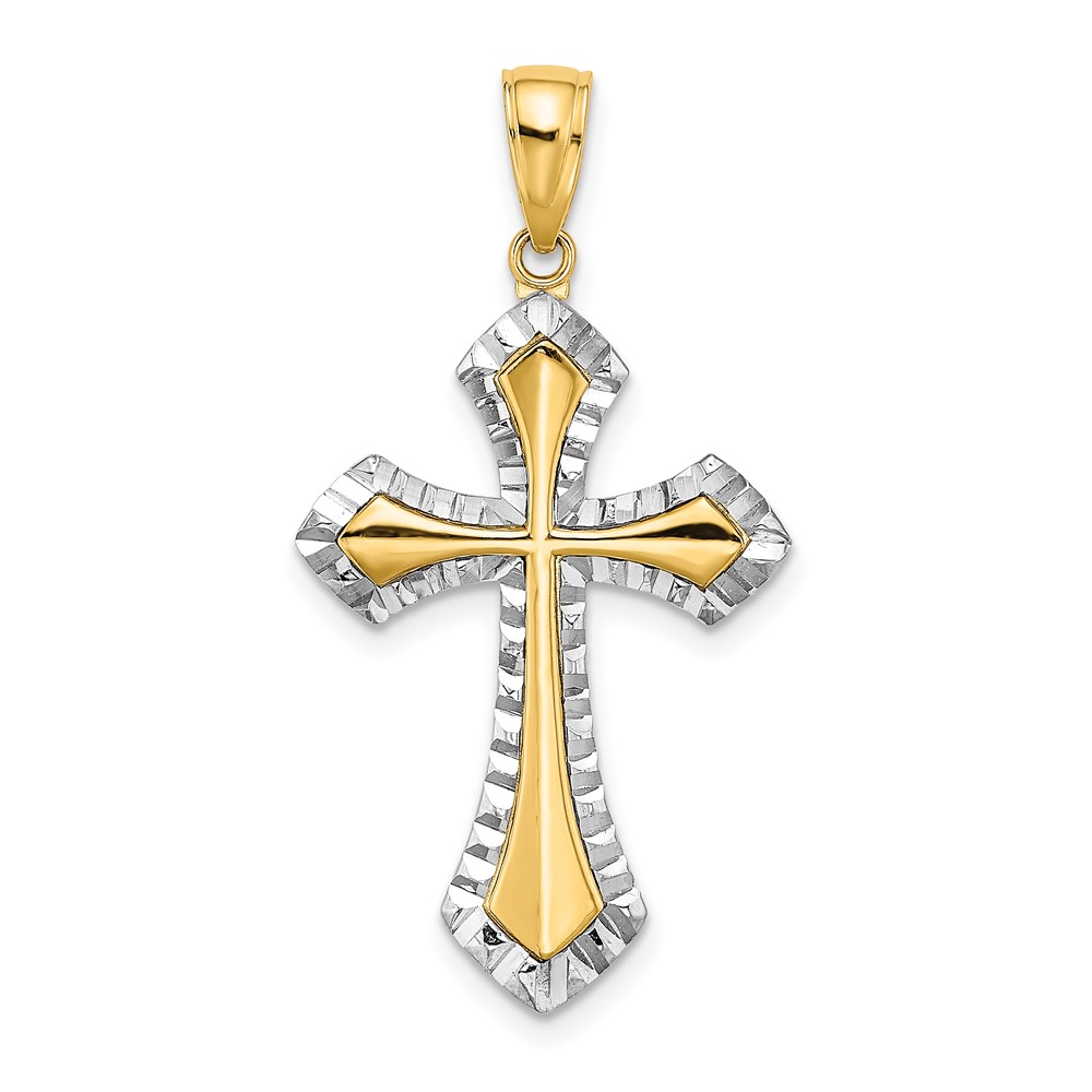 10K W/ Rhodium D/C Reversible Cross Charm (10K9466)