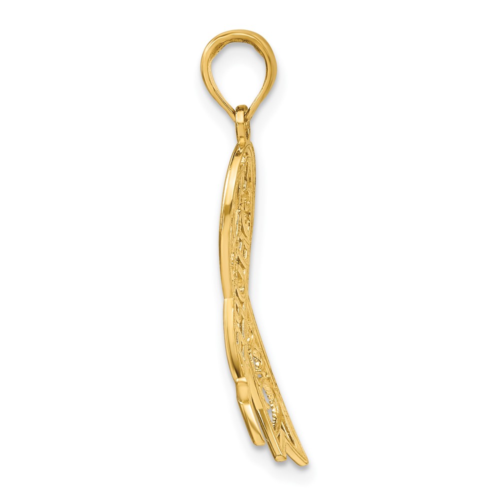 10K W/Rhodium Filigree Ribbon HOPE Charm (10K9480)
