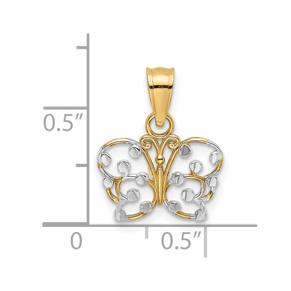 10k w/ Rhodium D/C Butterfly Charm (10K9500)