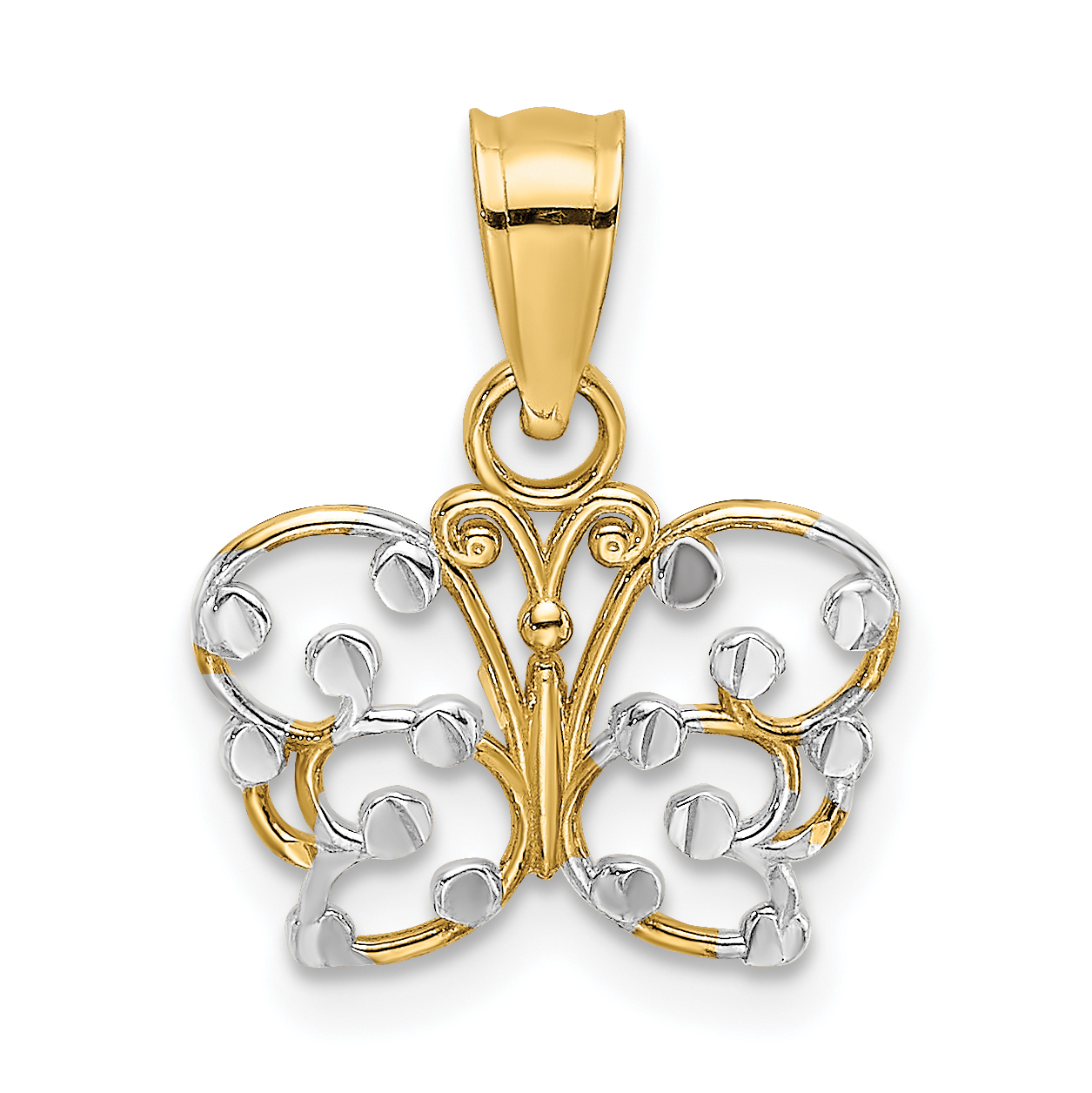 10k w/ Rhodium D/C Butterfly Charm (10K9500)