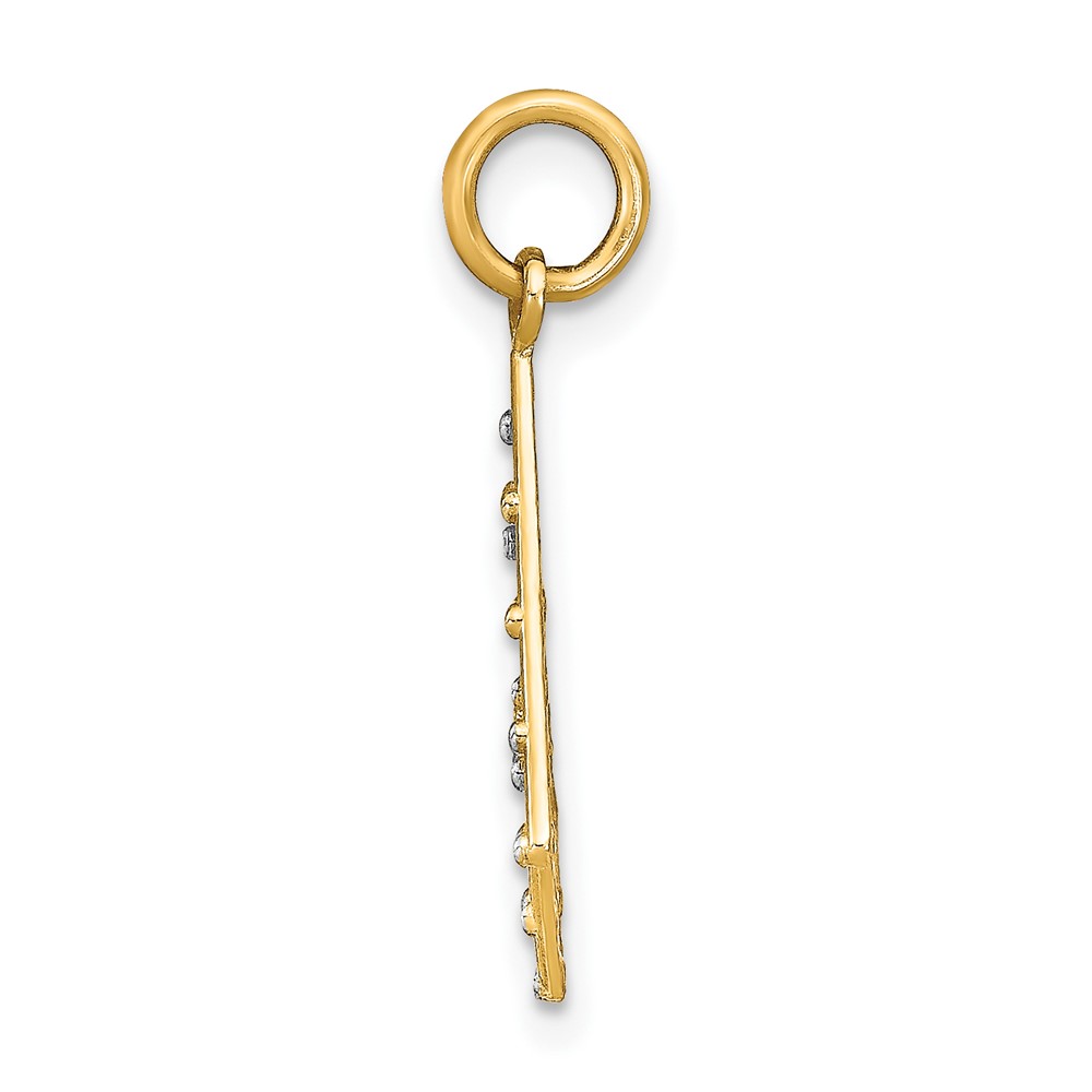 10K w/Rhodium D/C Small Criss-Cross Charm (10K9515)