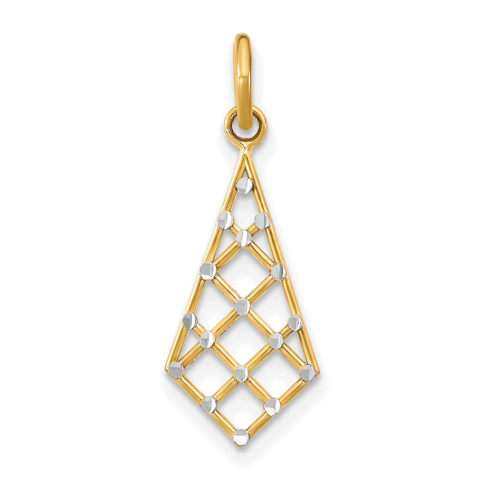 10K w/Rhodium D/C Small Criss-Cross Charm (10K9515)