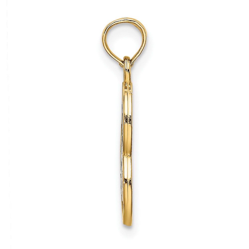 10K w/ Rhodium LIVE LOVE LAUGH In Heart Charm (10K9521)