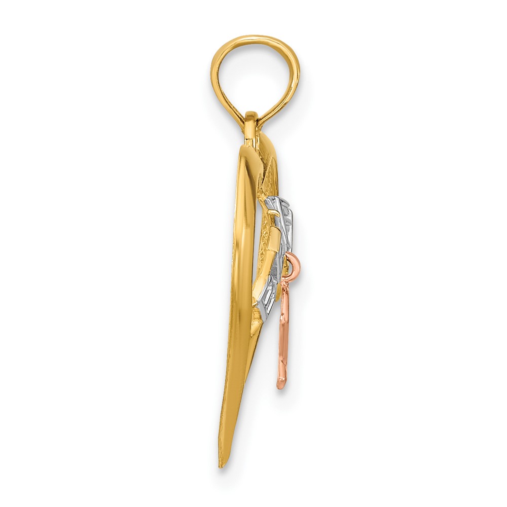 10k Two-tone with White Rhodium BELIEVE in Heart w/ Breast Cancer Ribbon (10K9551)