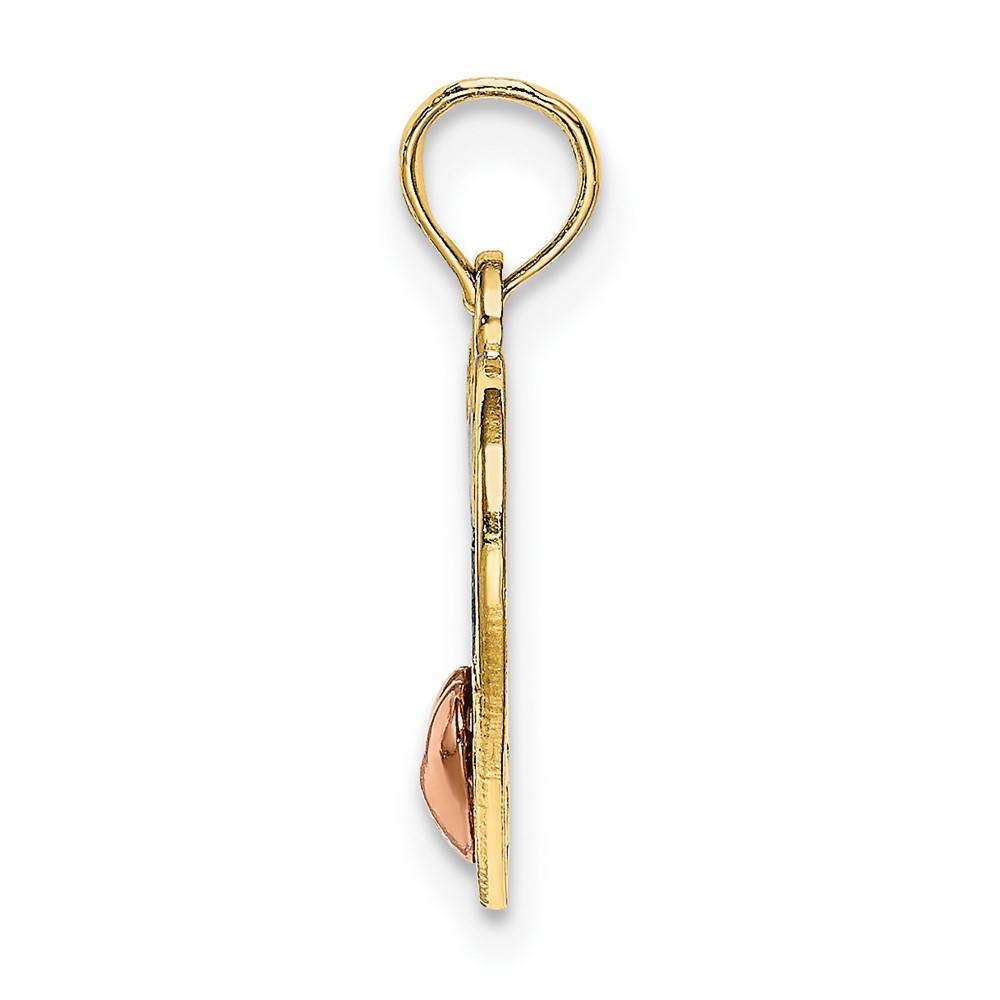 10k Two-tone w/White Rhodium MOM and Heart Pendant (10K9559)