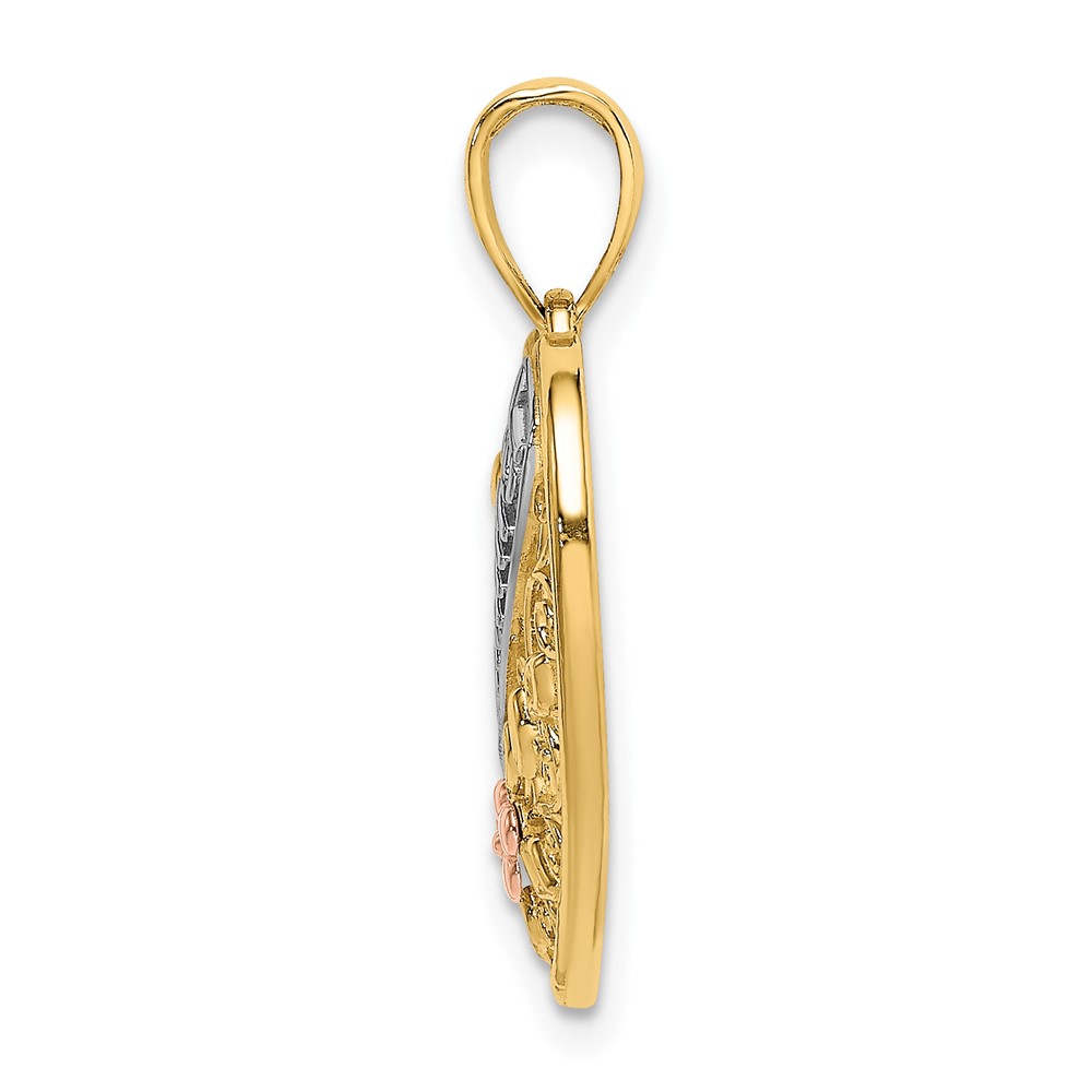 10K Two-tone w/White Rhodium GRANDMA Heart Charm (10K9561)
