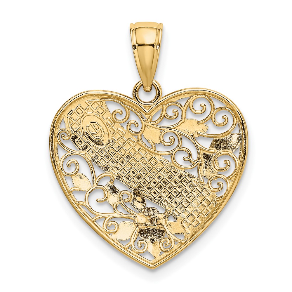 10K Two-tone w/White Rhodium GRANDMA Heart Charm (10K9561)