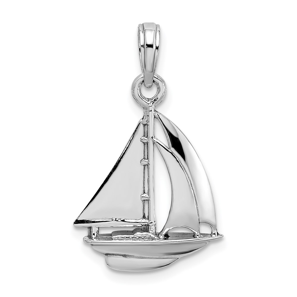 10K White Gold Polished Sailboat Charm (10K9580W)