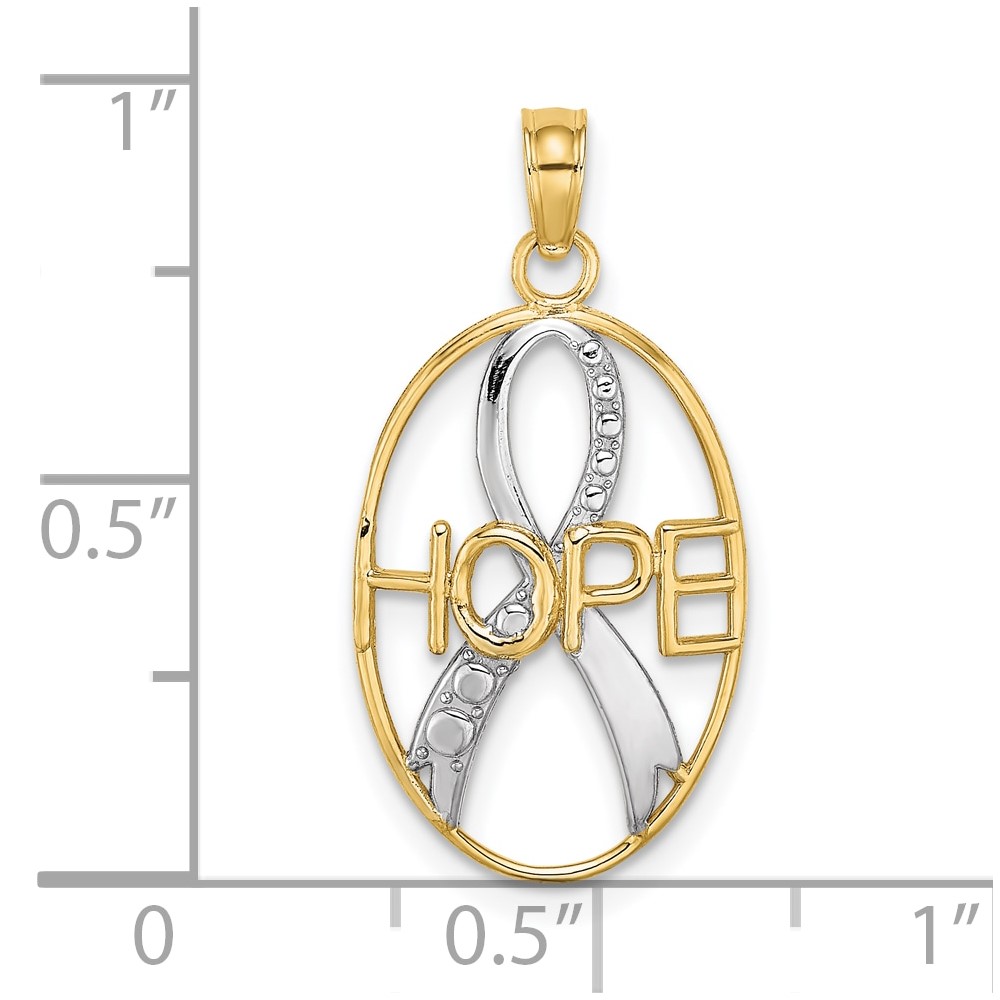 10K W/Rhodium HOPE Awareness Ribbon Pendant (10K9586)