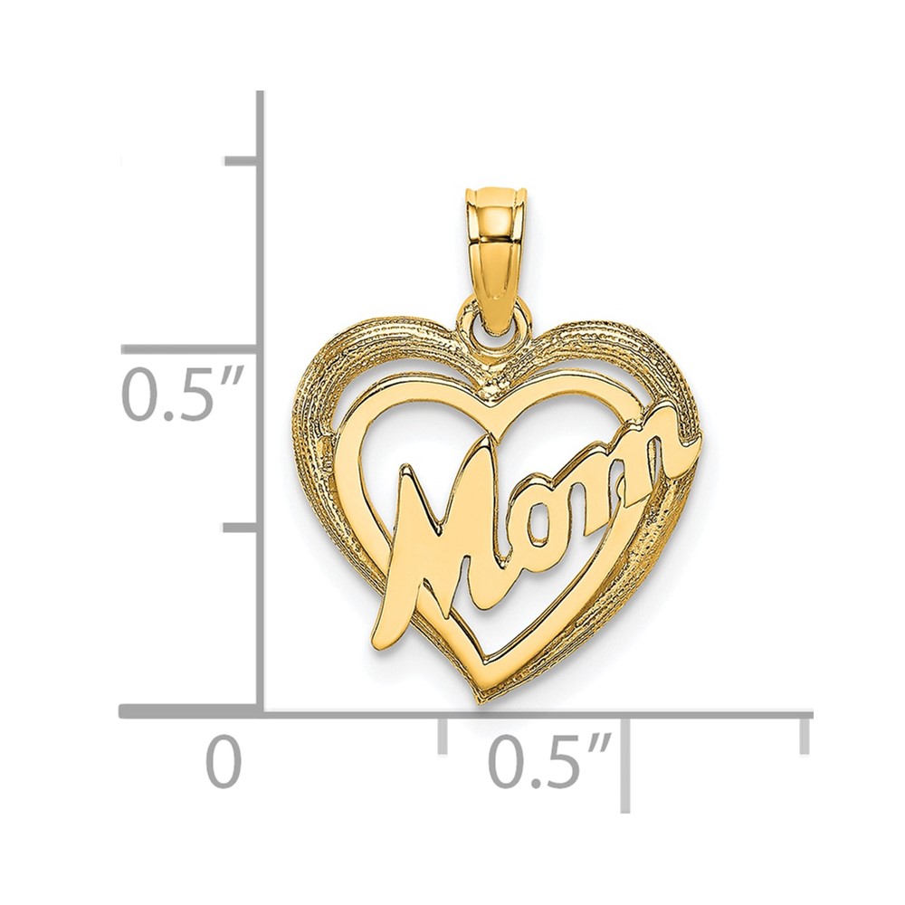 10K MOM Inside Heart Charm (10K9589)