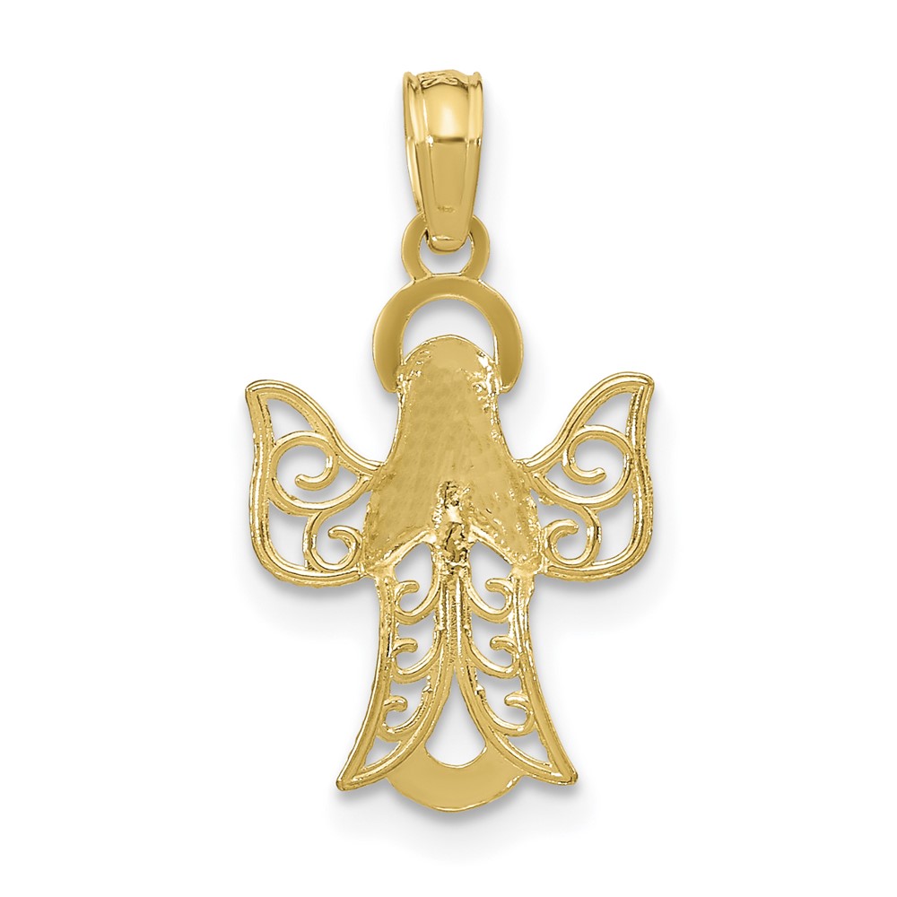 10K Angel W/Filigree Cut-Out Wings Charm (10K9592)