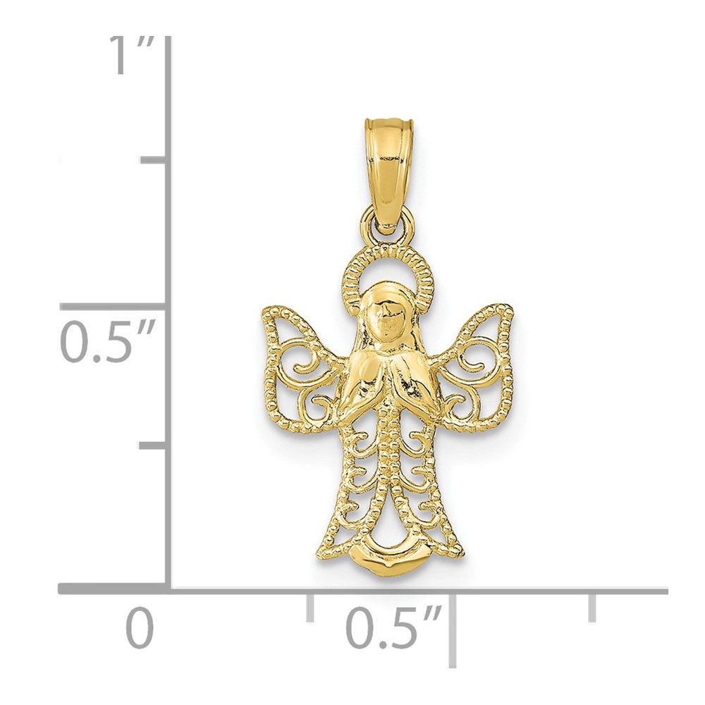 10K Angel W/Filigree Cut-Out Wings Charm (10K9592)