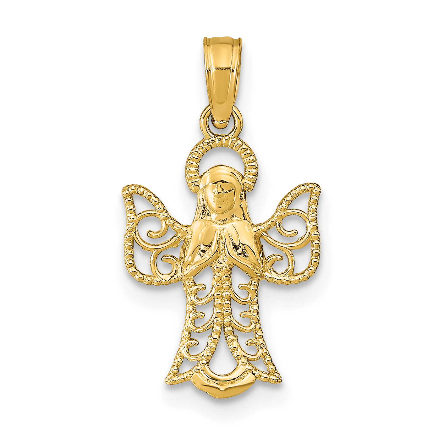 10K Angel W/Filigree Cut-Out Wings Charm (10K9592)